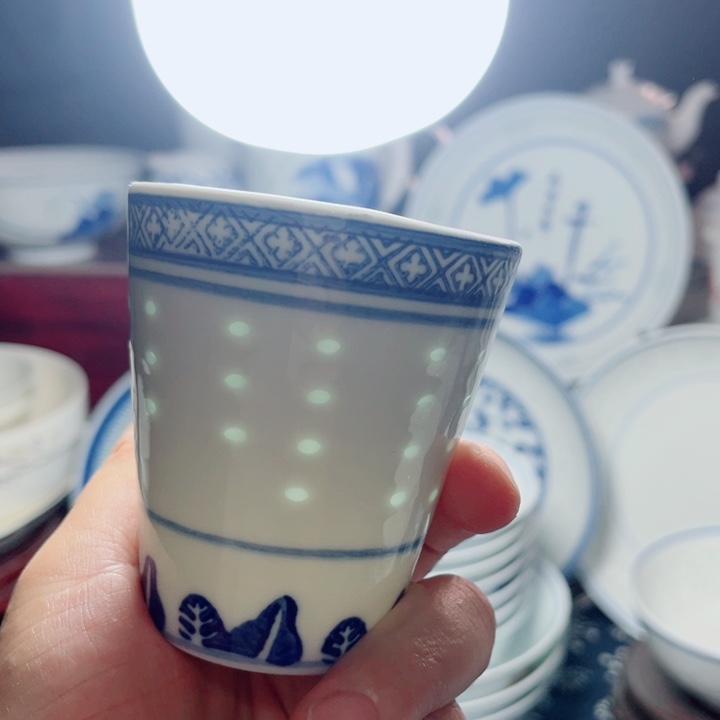 青花玲珑可乐杯老玲珑