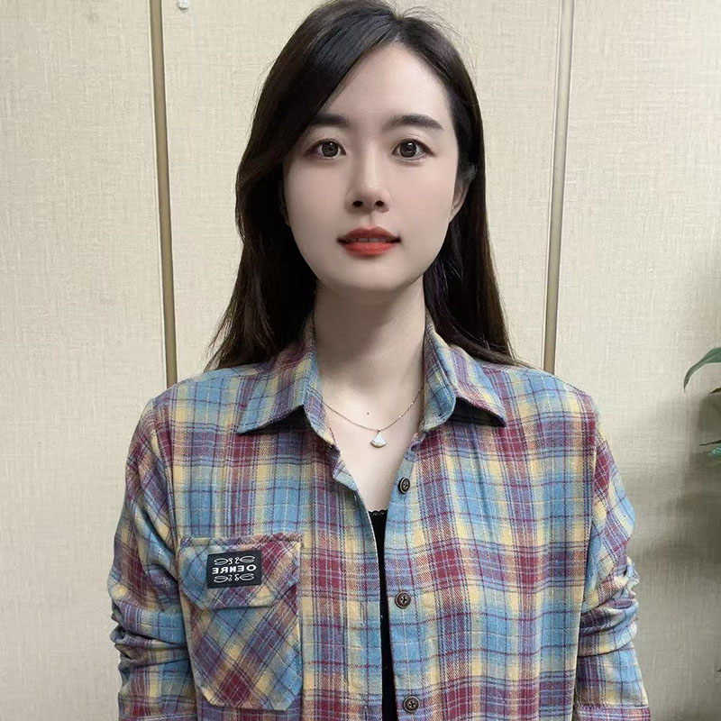 秋上新薄款衬衫外套长袖时尚格子衬衫