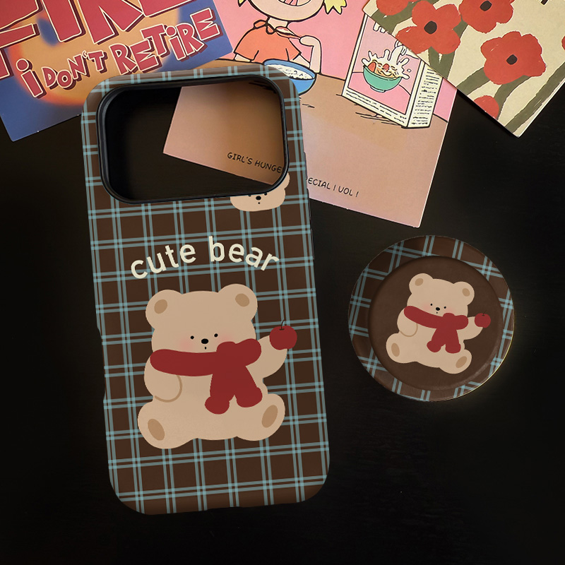 围巾小熊磁吸菲林二合一适用苹果17/16promax手机壳华为小米15