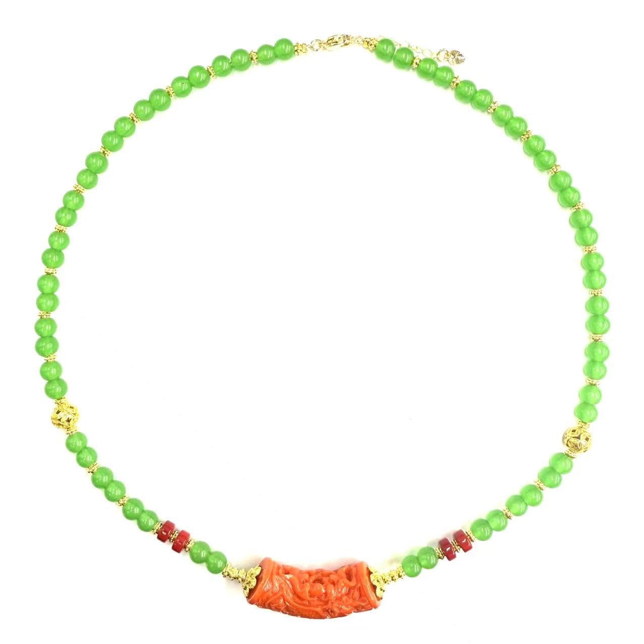 x805-国风气质设计款三姑娘凤穿牡丹弯管毛衣链-赠礼盒