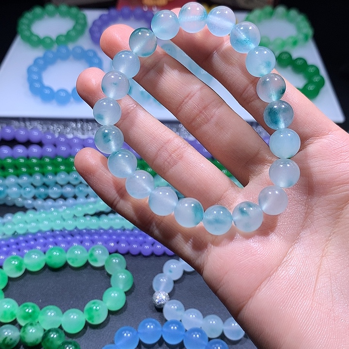 静***海翡翠散珠翡翠手串正冰飘花手串