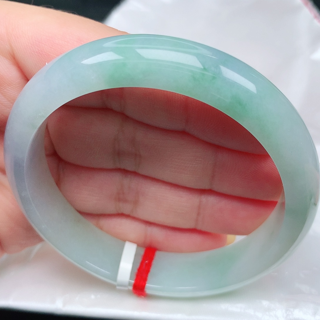 未镶嵌手镯翡翠5春彩洒金 漏漏～