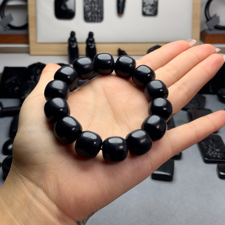 和田玉（墨玉）未镶嵌手串特价16mm