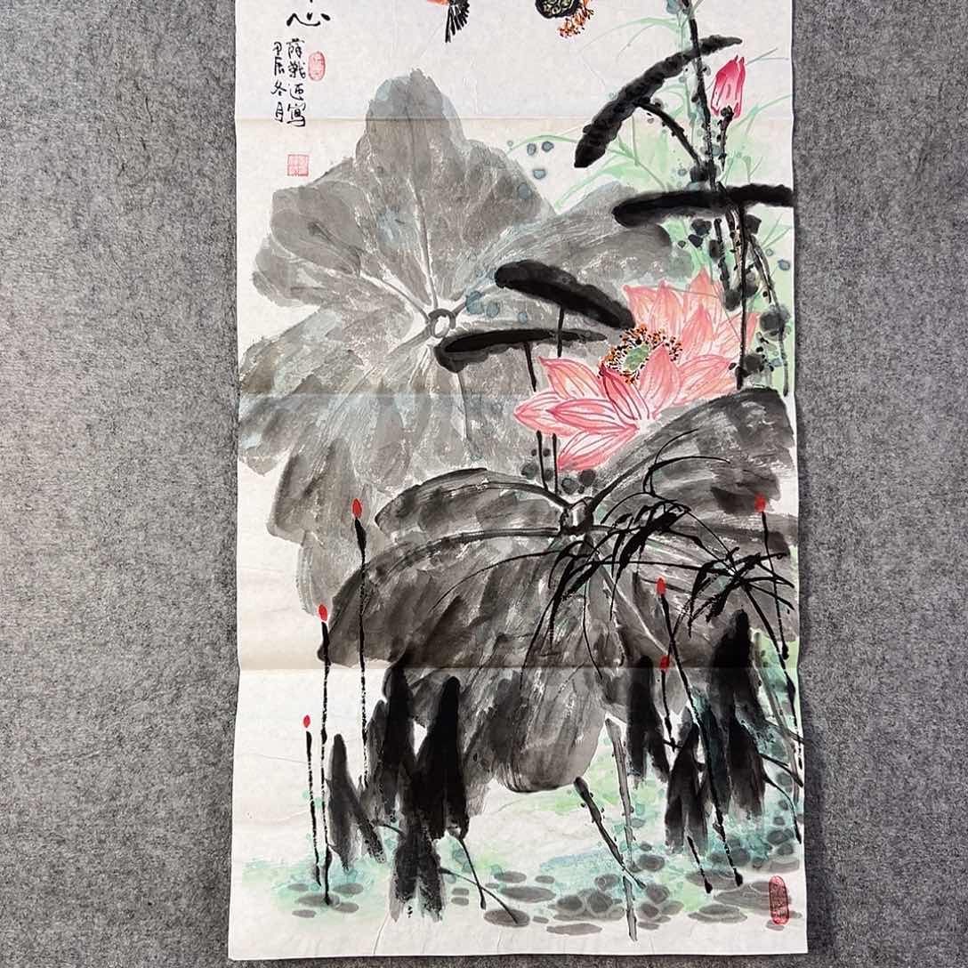 国画245 牡丹之花之叶的颜色与花色