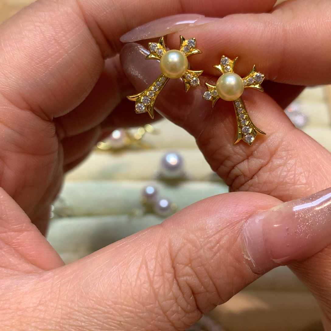 海水珍珠耳饰银S925镶嵌