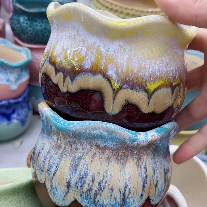 多肉绿植陶瓷花盆9.9包邮，有孔