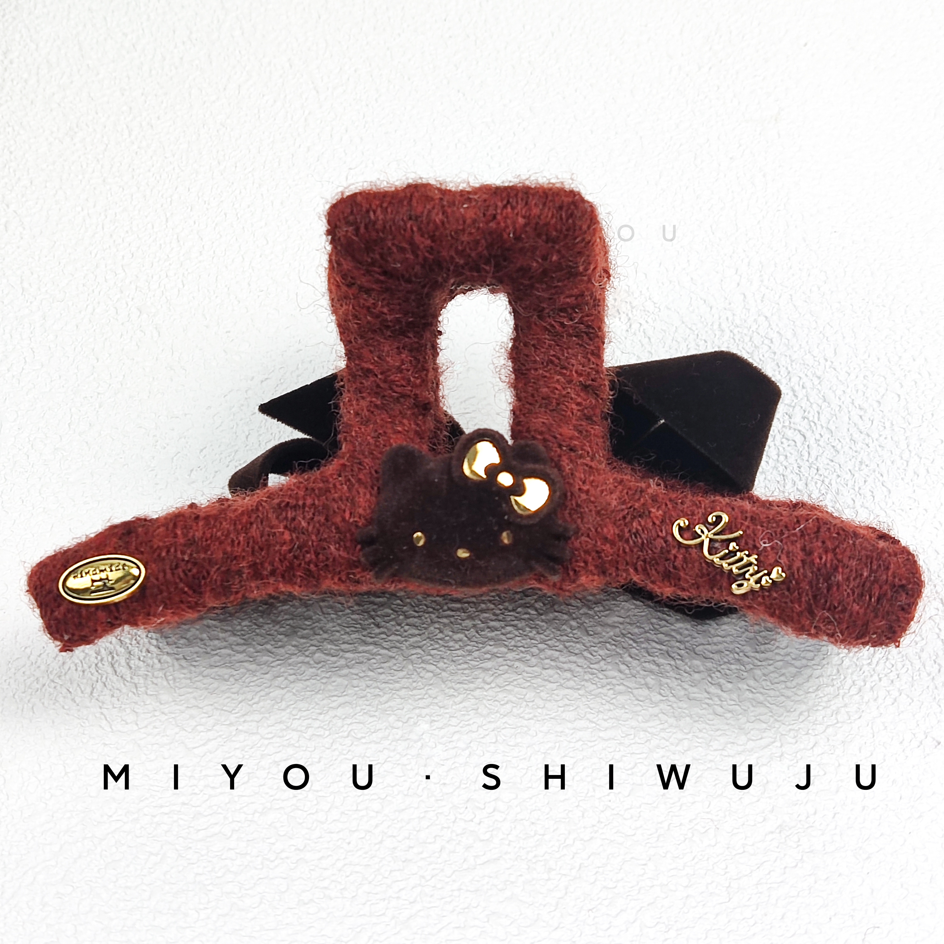 红色绕线棕色kt抓夹网红可爱成人秋冬韩版毛绒绒