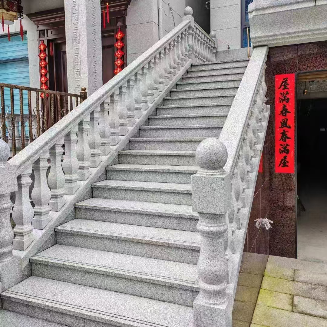 随州白麻石材栏杆宝瓶柱将军柱栏杆扶手豪宅户外石材栏杆经久耐用