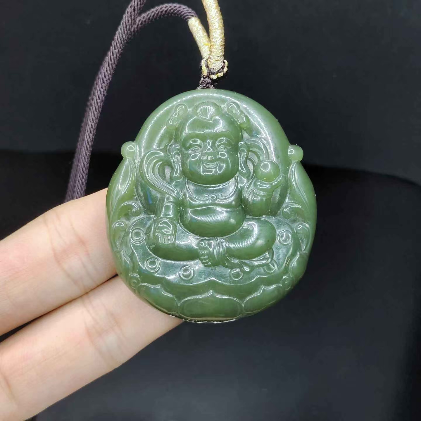【老三珠宝】和田玉福宝宝吊坠赠绳子M12【多样性发其一】约48-43-9mm