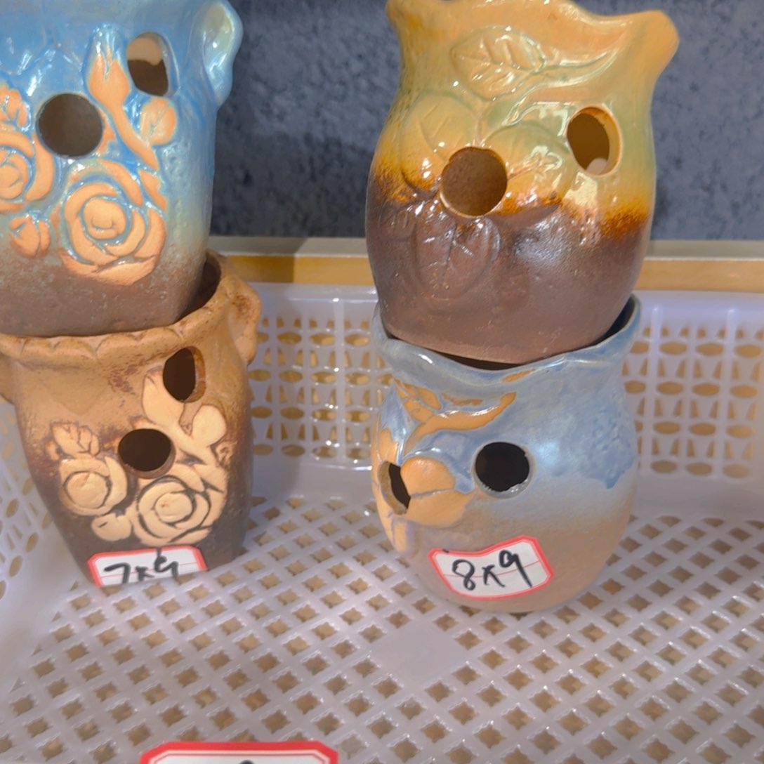 紫砂花盆粗陶精雕