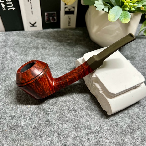 保加利亚制斗师德米列夫烟斗双腰线牛头造型手工石楠木烟斗