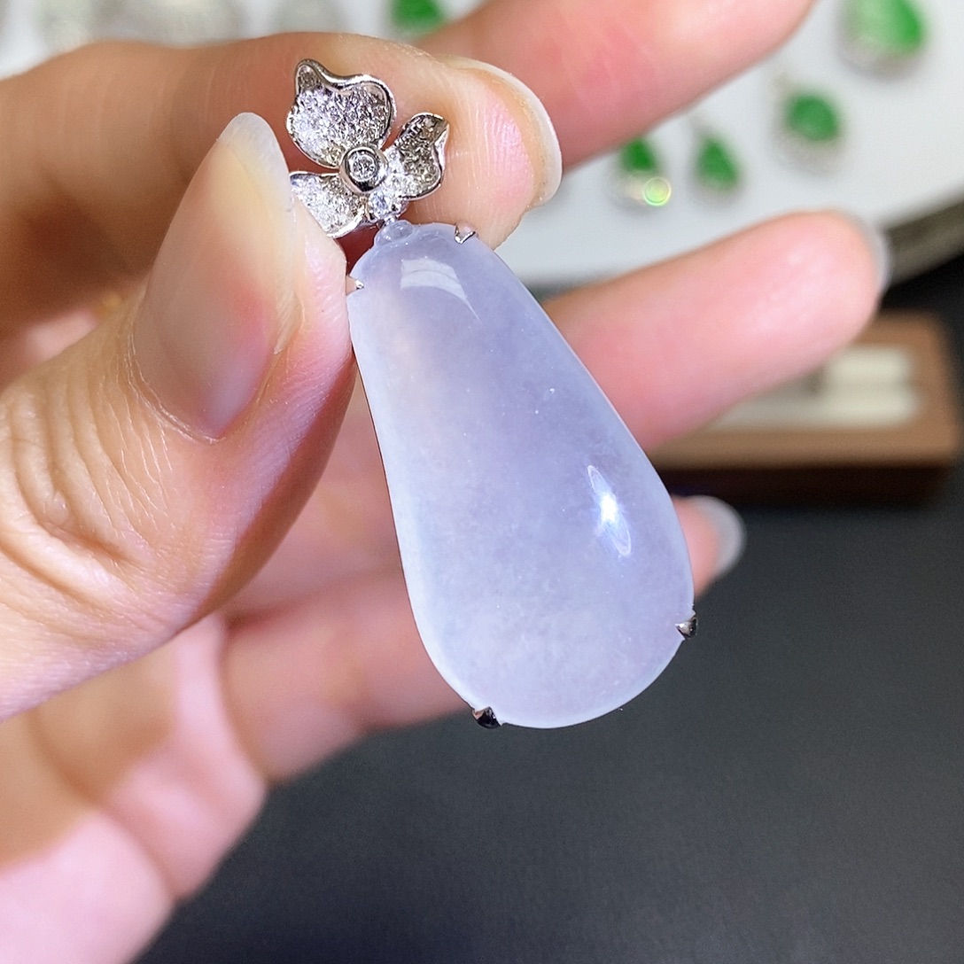 翡翠18K金镶嵌吊坠(不含链)