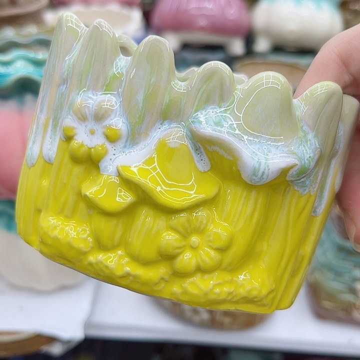 多肉绿植陶瓷花盆9.9包邮，有孔