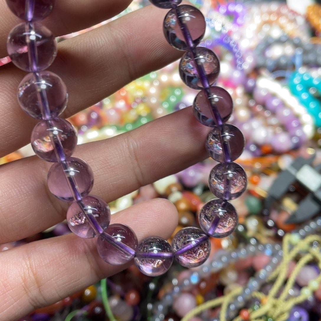 紫晶颈饰银S800镀金镶嵌