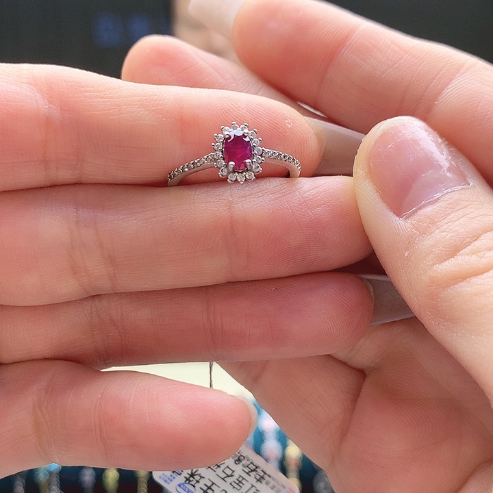红宝石戒指银S925镶嵌