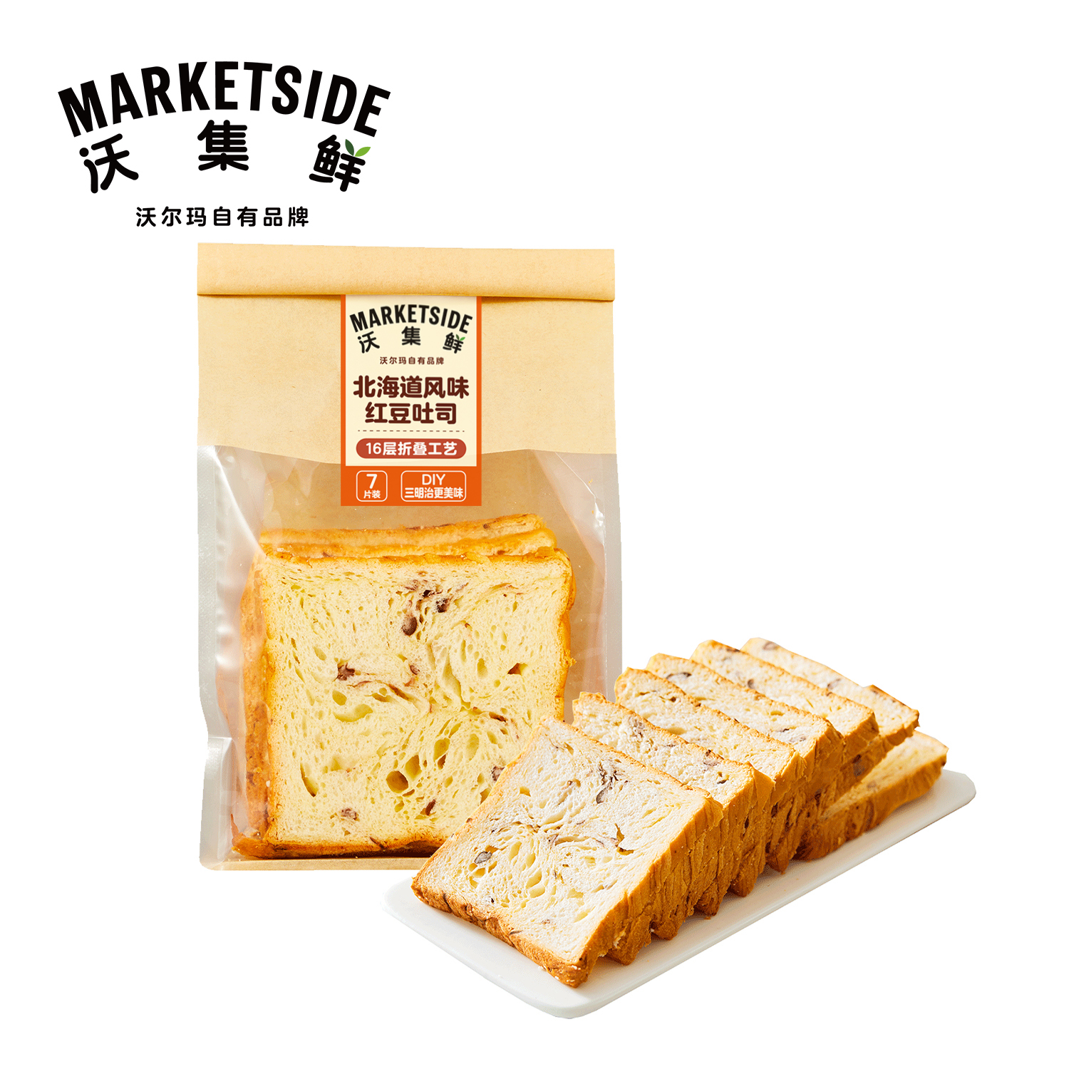 沃集鲜 北海道红豆吐司 约200g/份