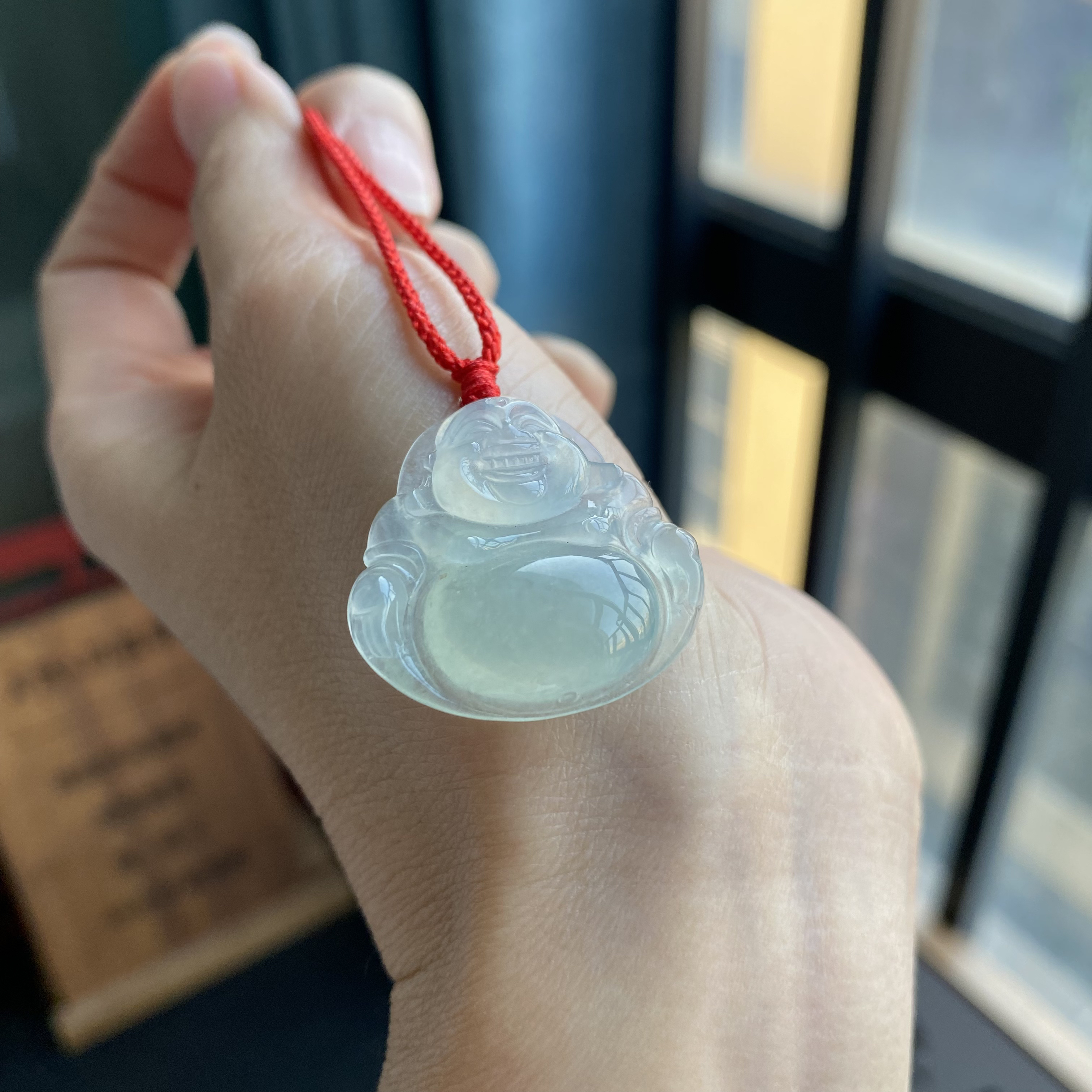 天然翡翠冰佛公吊坠(含绳)多样性发货