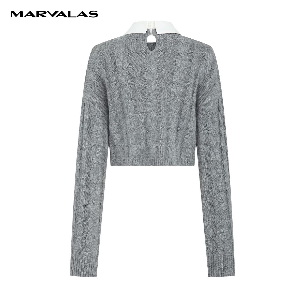 【粉丝专属】曼德诗短款开衫女秋冬新款绵羊毛兔毛混纺针织衫