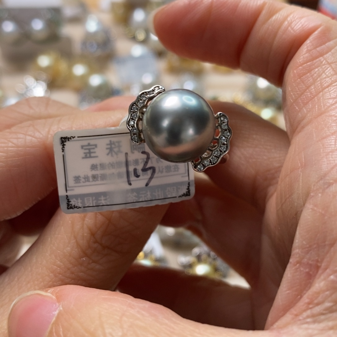 海水珍珠戒圈银S925镶嵌