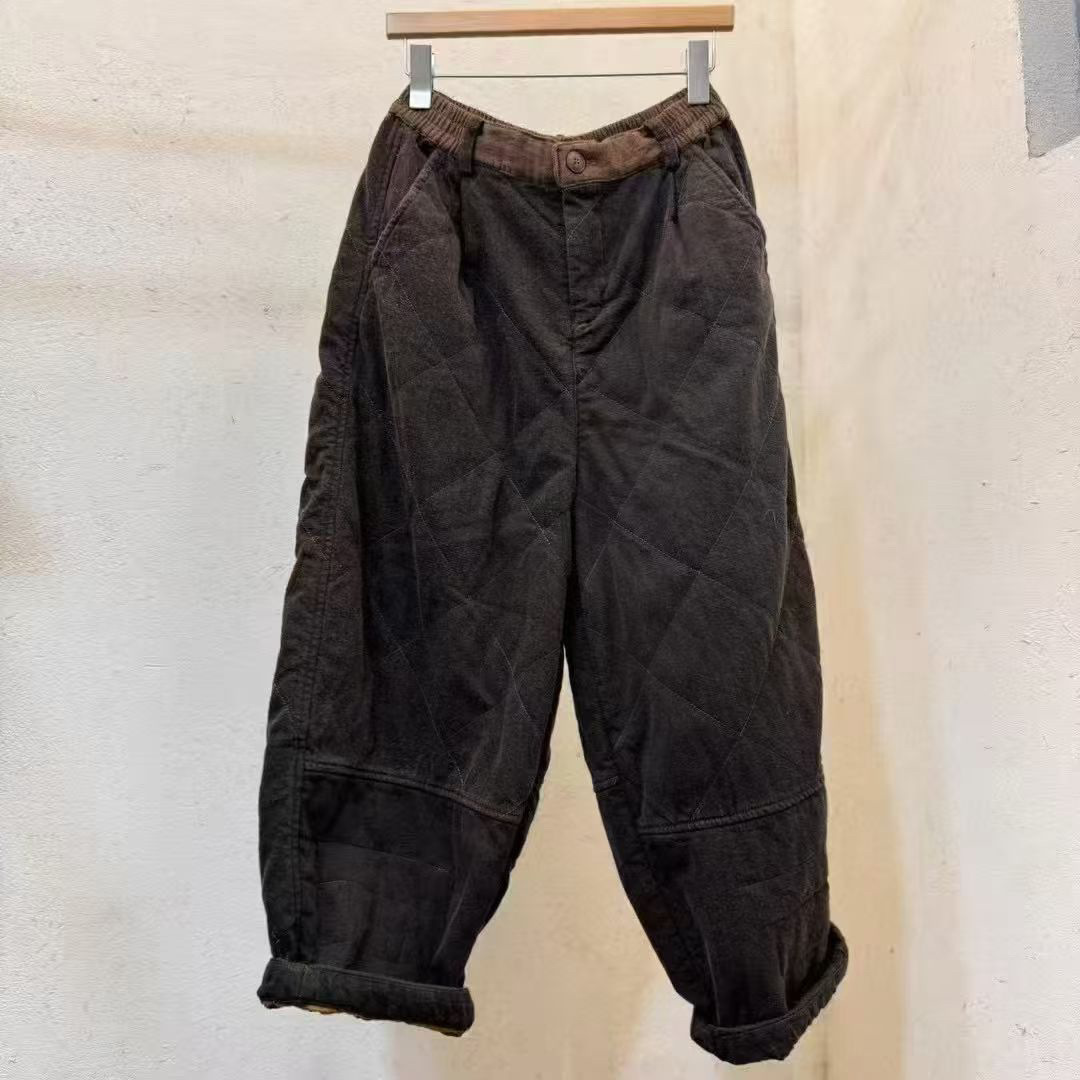 衣牧了然240930色织棉麻绣线休闲棉裤93长左右