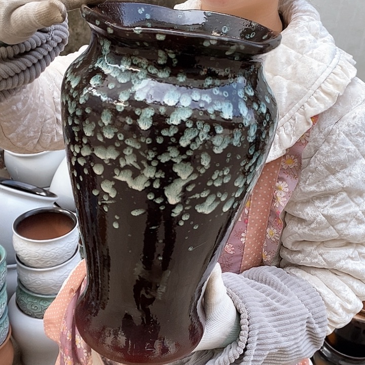 紫砂花盆瑕疵口17高30