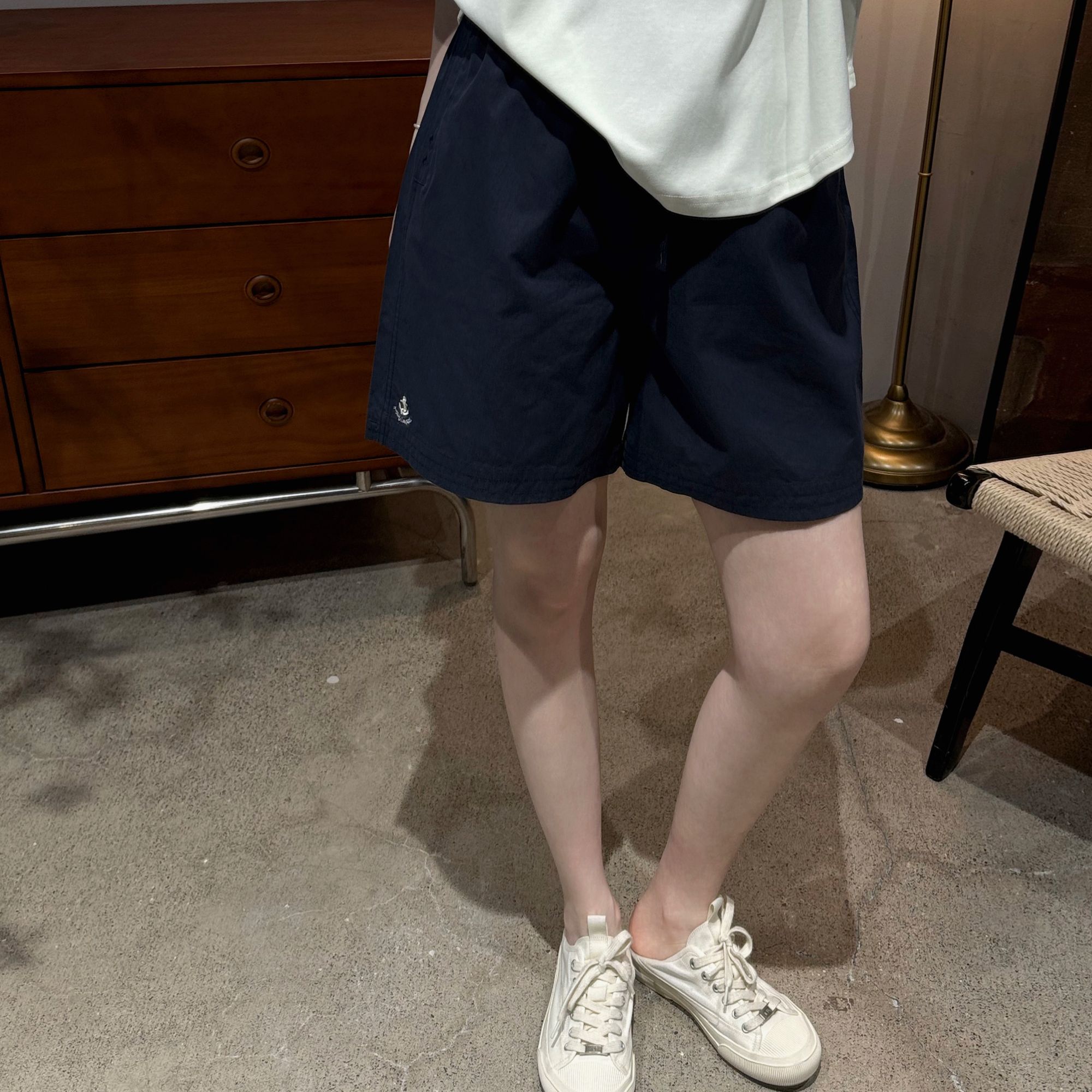 今婷韩系ins时尚休闲百搭简约舒适宽松刺绣松紧短裤女-M25201340 