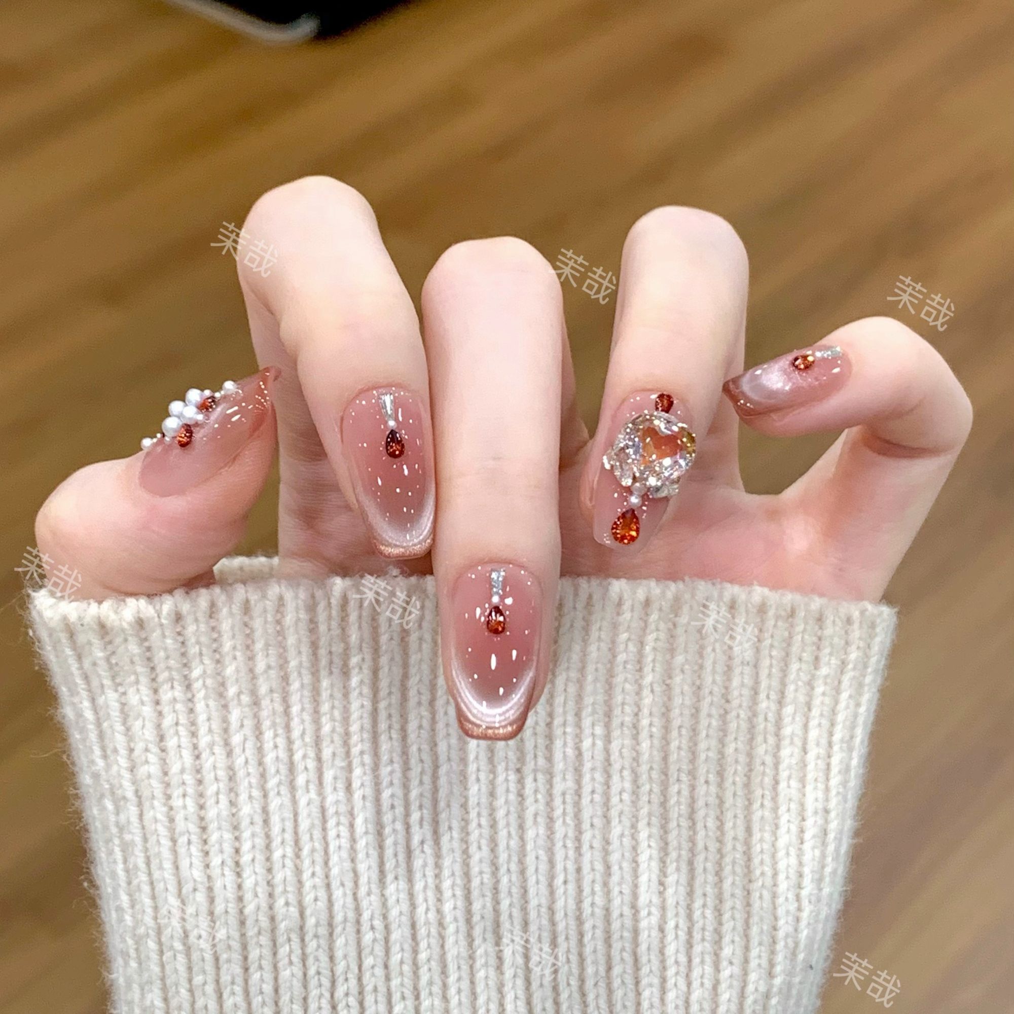 茉哉现货【凛冬之花】纯手工定制拆卸穿戴甲A4890