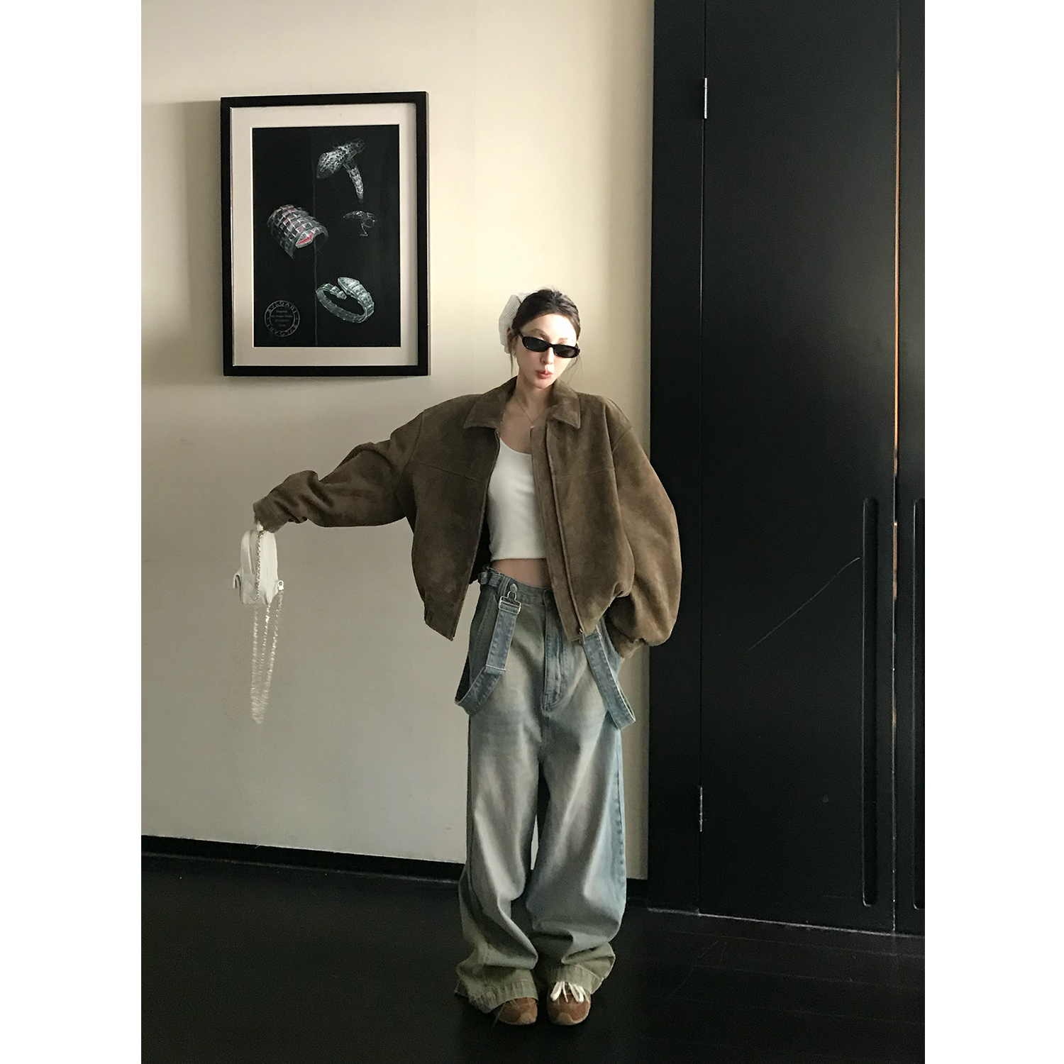 COCO皮草“复古大女主”美国反绒牛皮/西班牙绵羊皮真皮衣外套