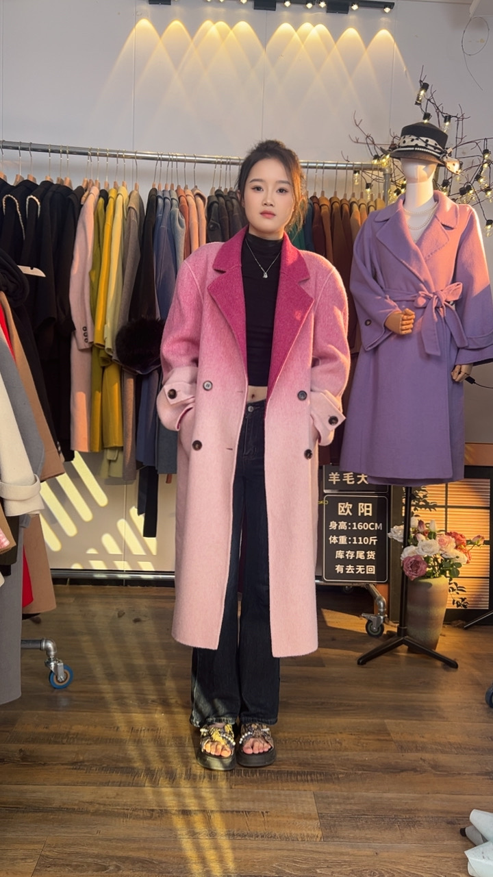 编号3001-3200 双面羊毛大衣女士外套长短百搭简约