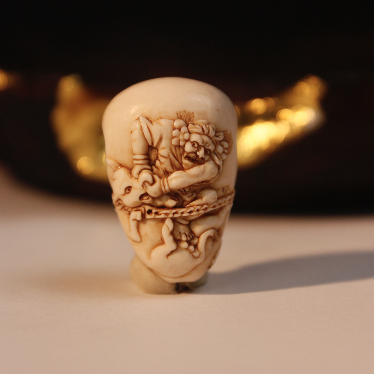 山工手作 搜山图全手工三通手把件