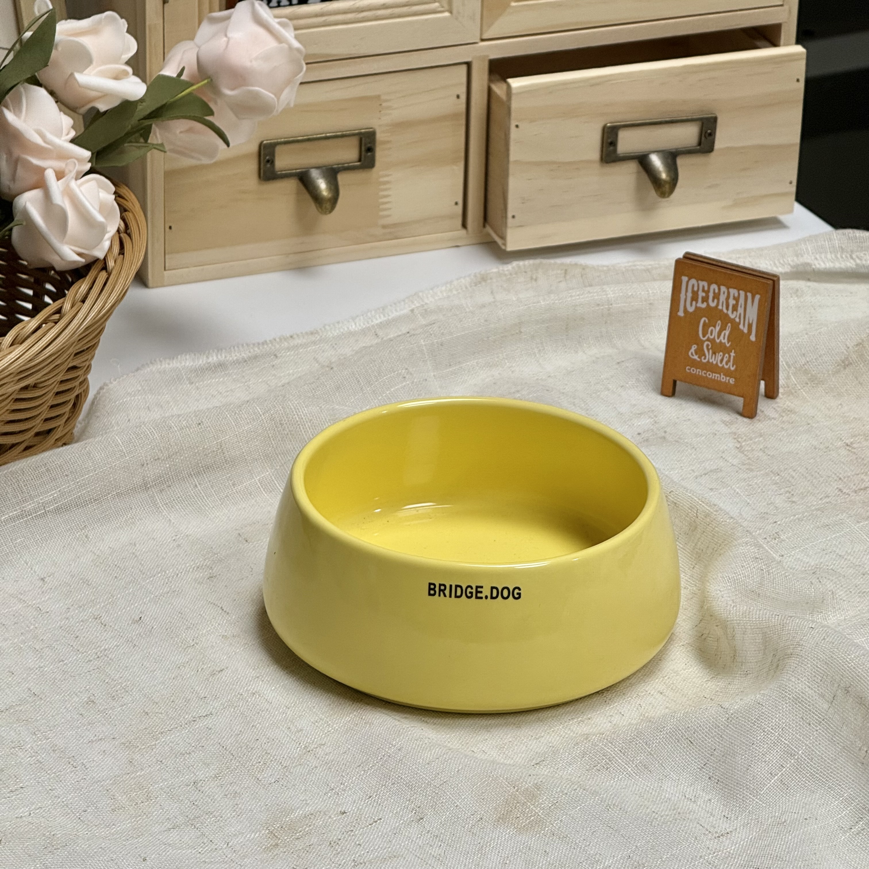 宠物派对BRIDGE收口陶瓷碗大口径猫碗水碗小狗碗粮碗狗碗平底防滑