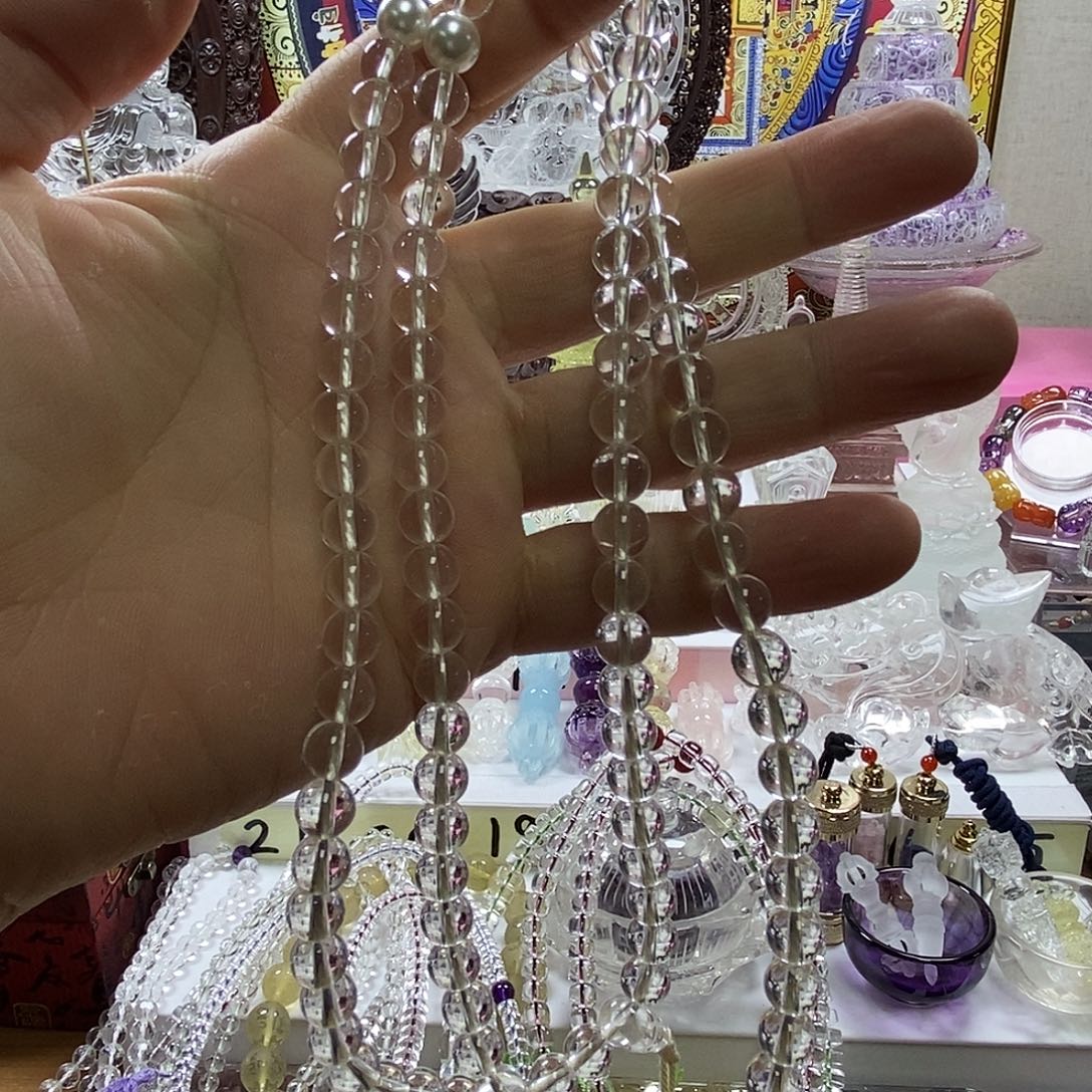 水晶手链未镶嵌M****o天然白水晶108黄线