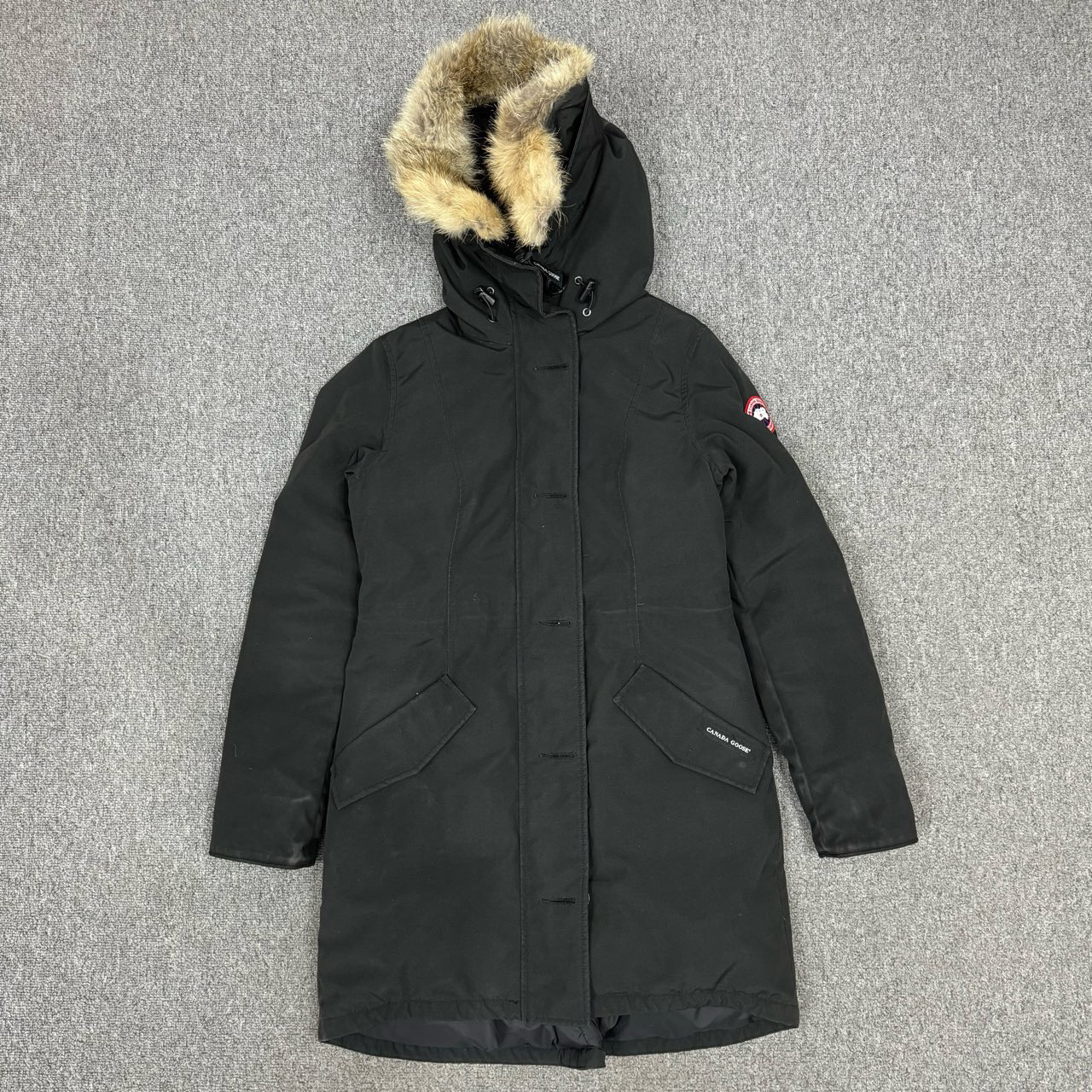 11404334 Canada Goose 加拿大鹅 黑色长款羽绒服外套 S码95新