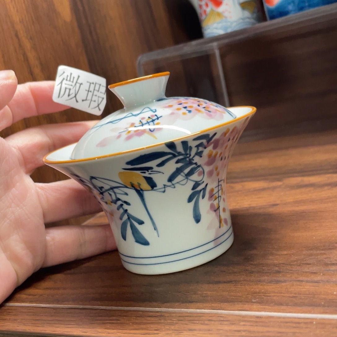 釉下手绘茶具微瑕