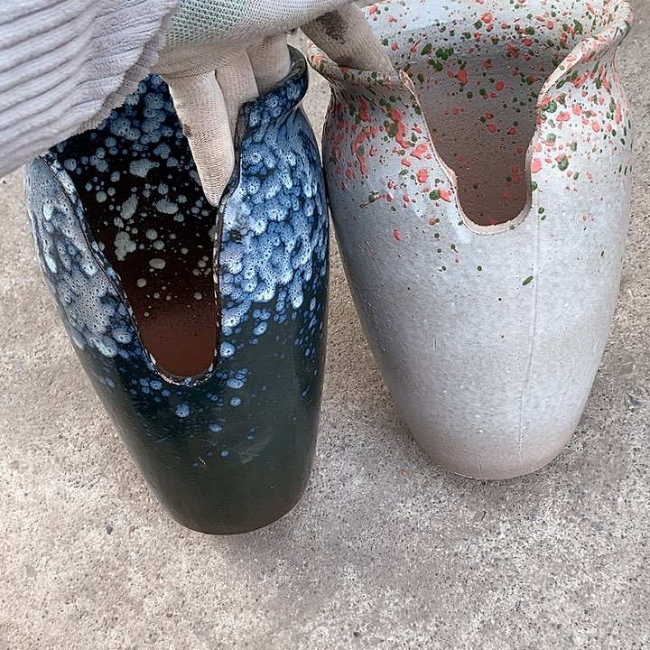 红泥花盆口15高25瑕疵