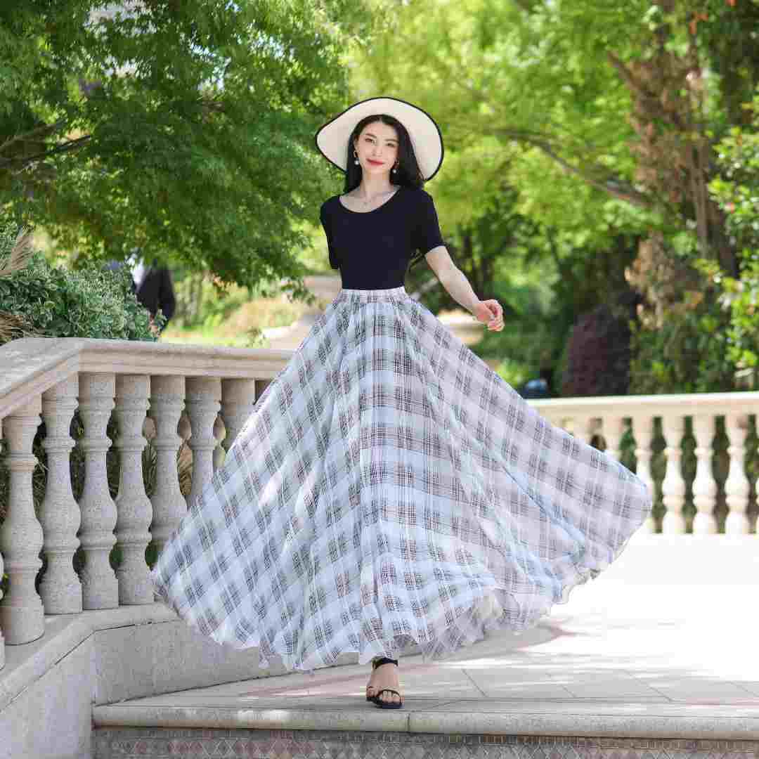 雪纺半身裙大摆裙沙滩裙舞蹈裙柔软飘逸垂感十足新疆舞古典舞交谊