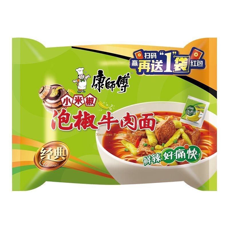 【武威同城】康师傅泡椒牛肉面清真105g/袋