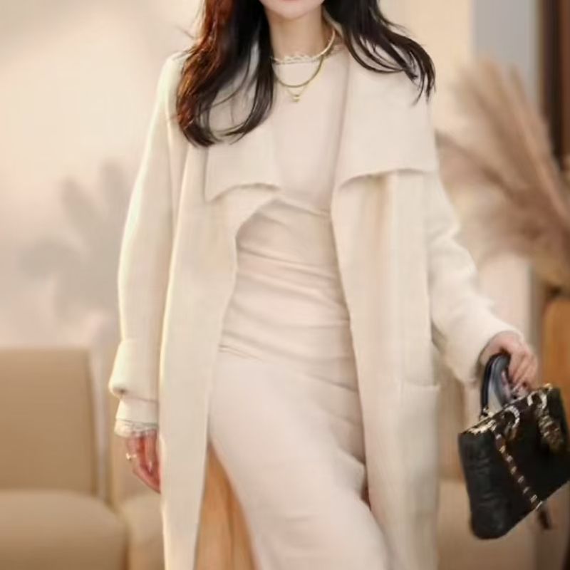 【可可专属】新款秋冬季立领中长款风衣外套女高端垂感大衣-8601