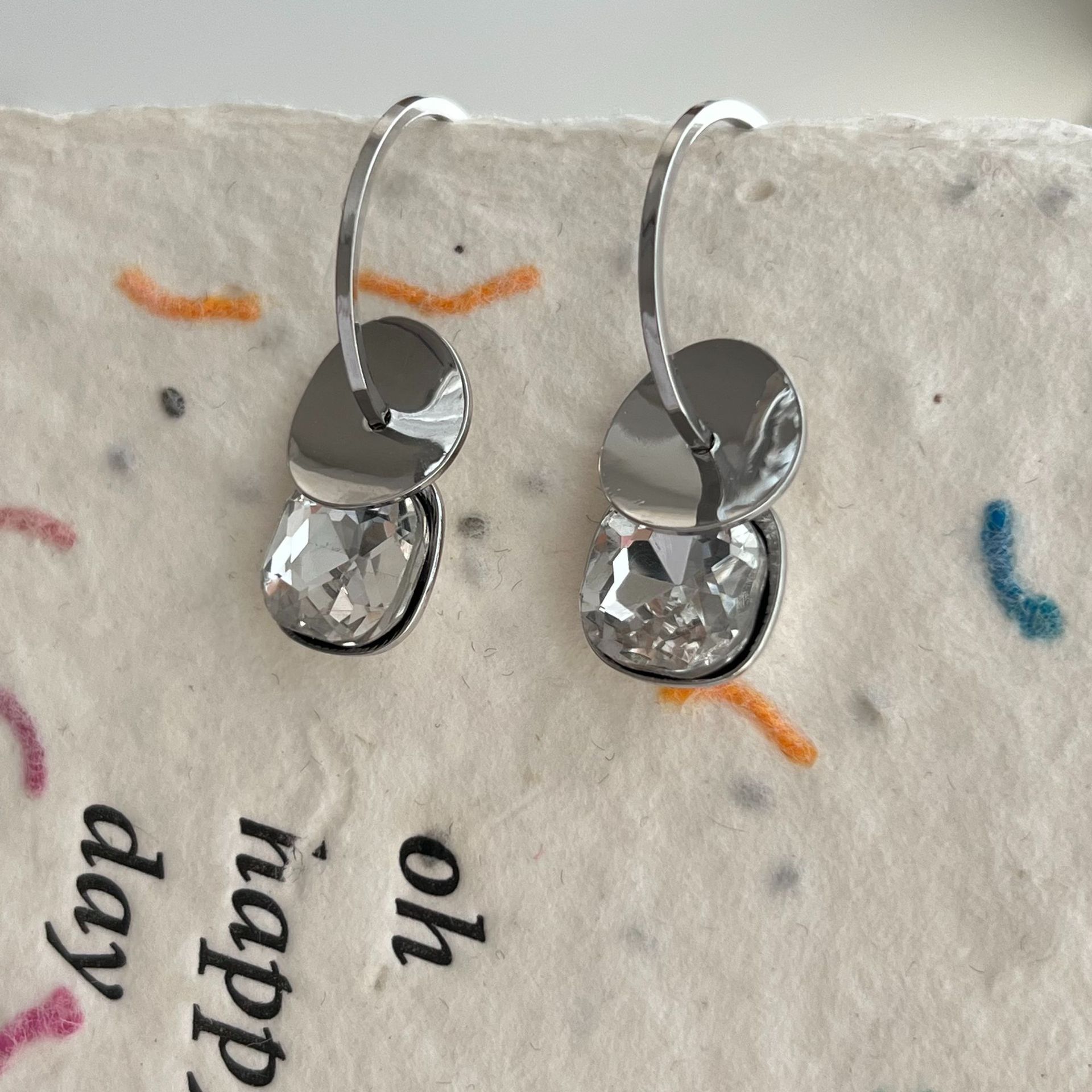 黄铜锆石耳饰 一款多戴双层亮片锆石耳坠耳环2025年新款爆款耳钉