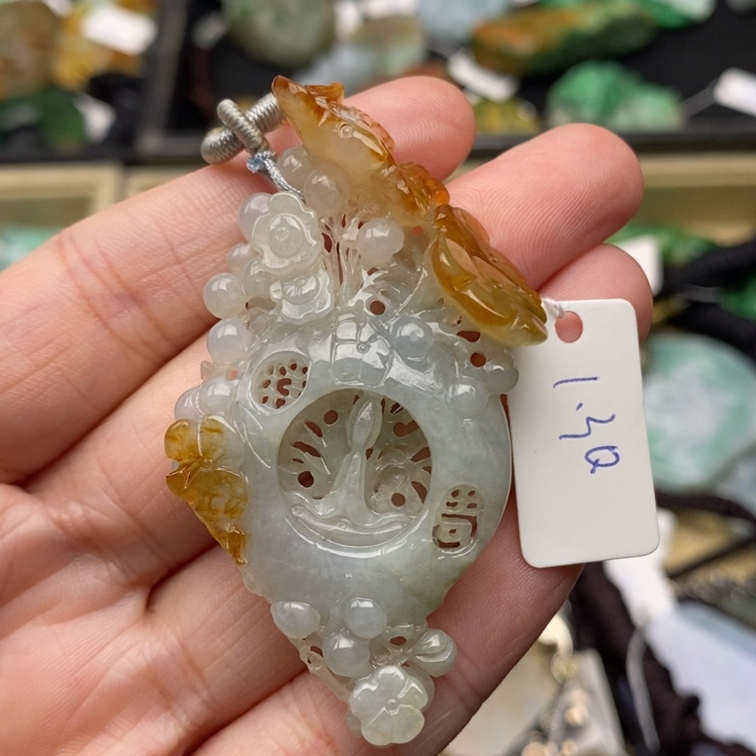 翡翠项链未镶嵌花开见佛46号