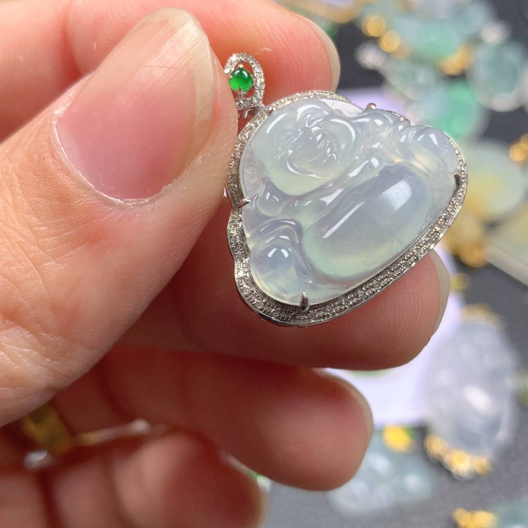 【闪购商品】翡翠颈饰18K金镶嵌考**?翡翠