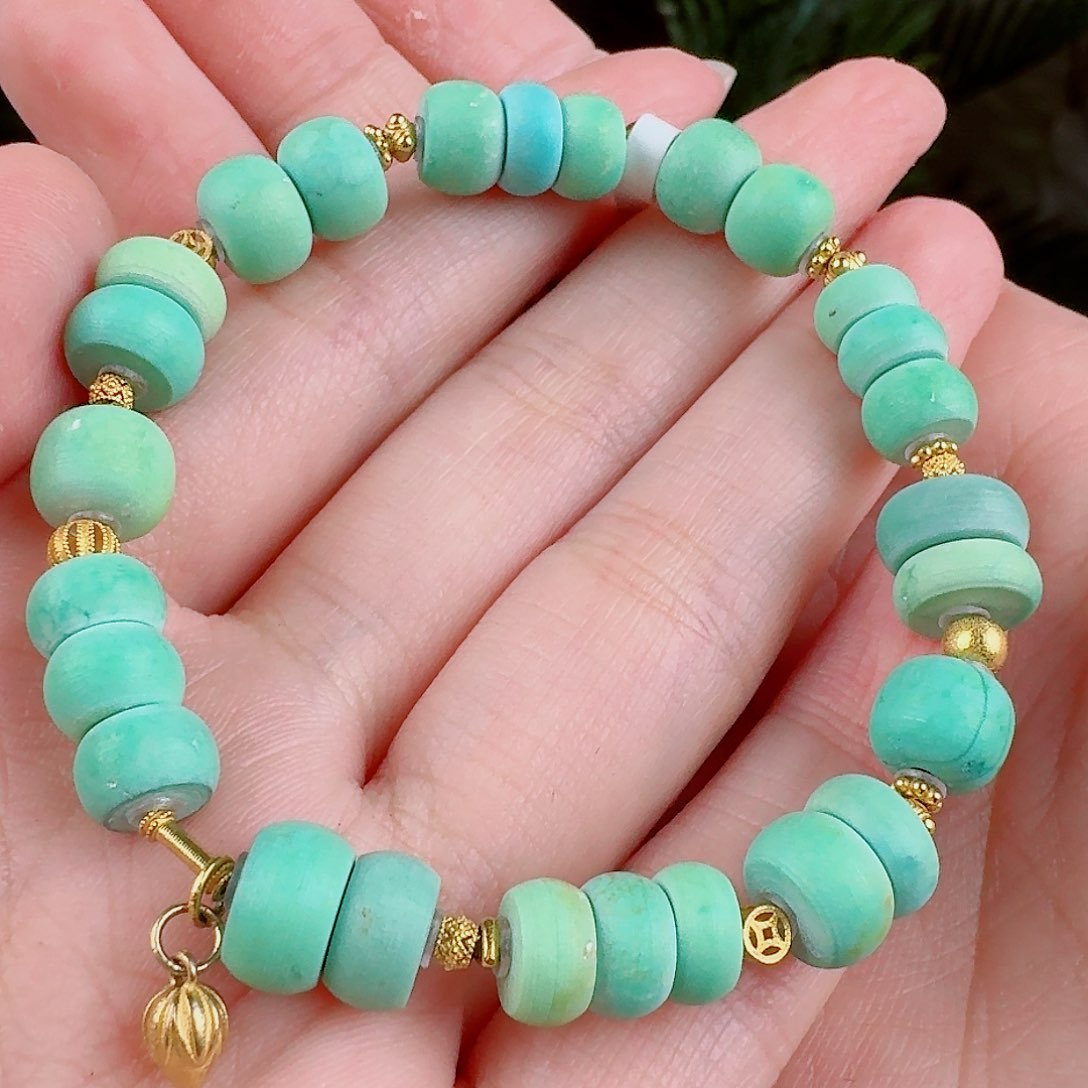 绿松石珠宝奇石18K金镶嵌