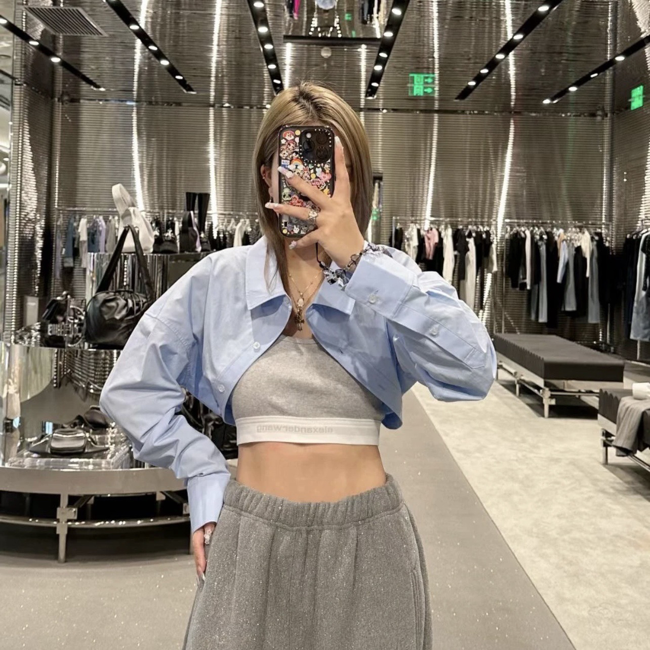 99新 Alexander McQueen/亚历山大·麦昆 dec413 标语叠搭衬衫m码