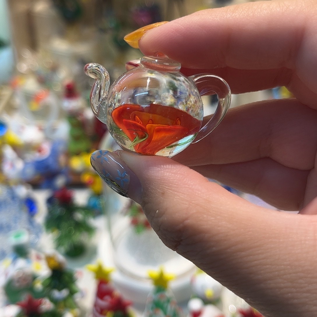 琉璃手工艺品扎花小壶