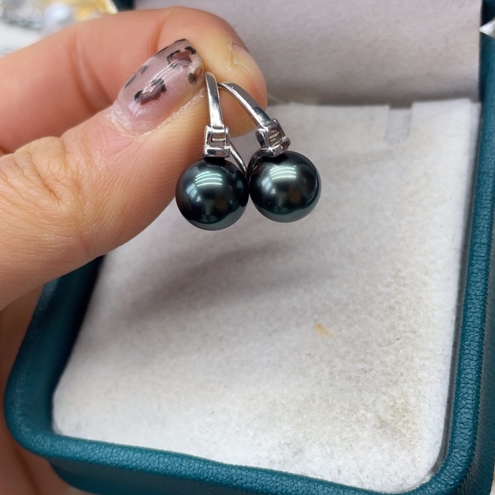 海水珍珠耳饰银S925镶嵌