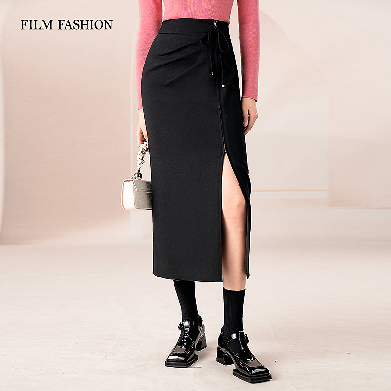 【珊珊专属】冬季法式高腰中长款半身裙女装FEDQ141640