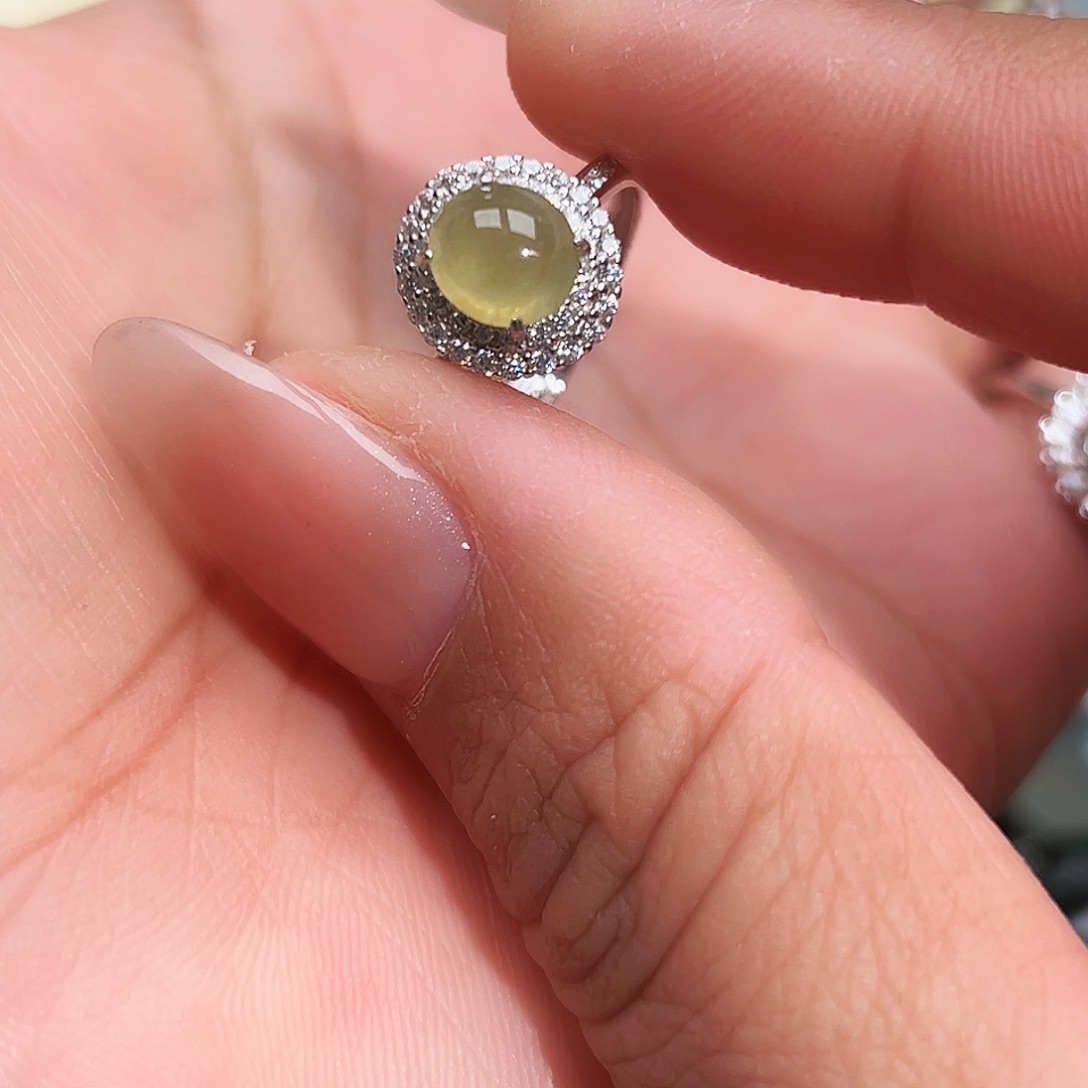 翡翠银S925镶嵌戒指缅甸天然A货翡翠戒指