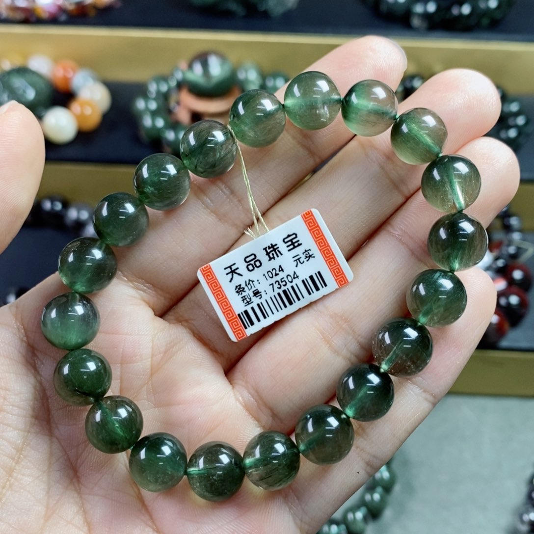 水晶手串未镶嵌A****a绿发晶73504