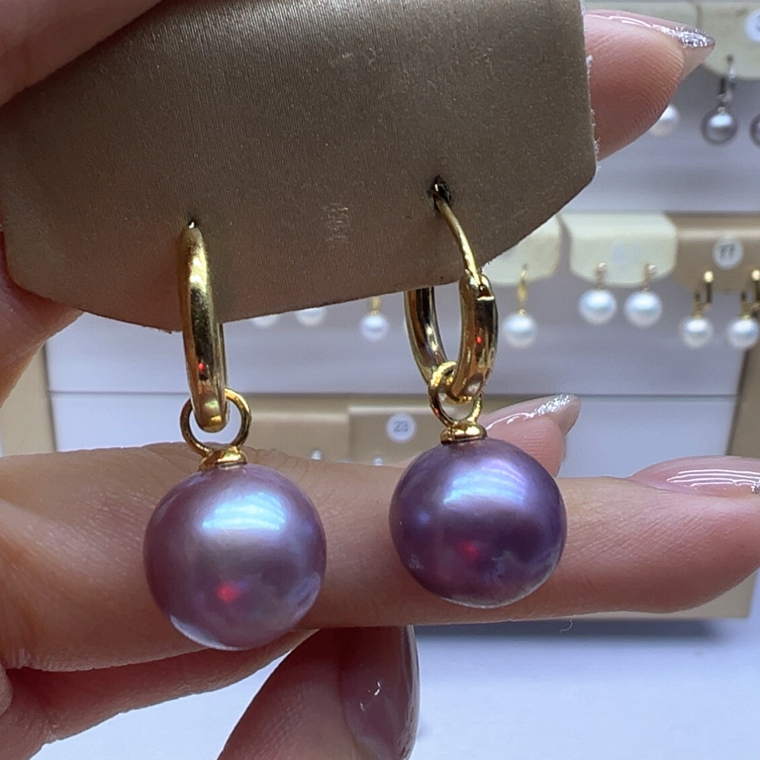 银S925镶嵌淡水珍珠耳饰