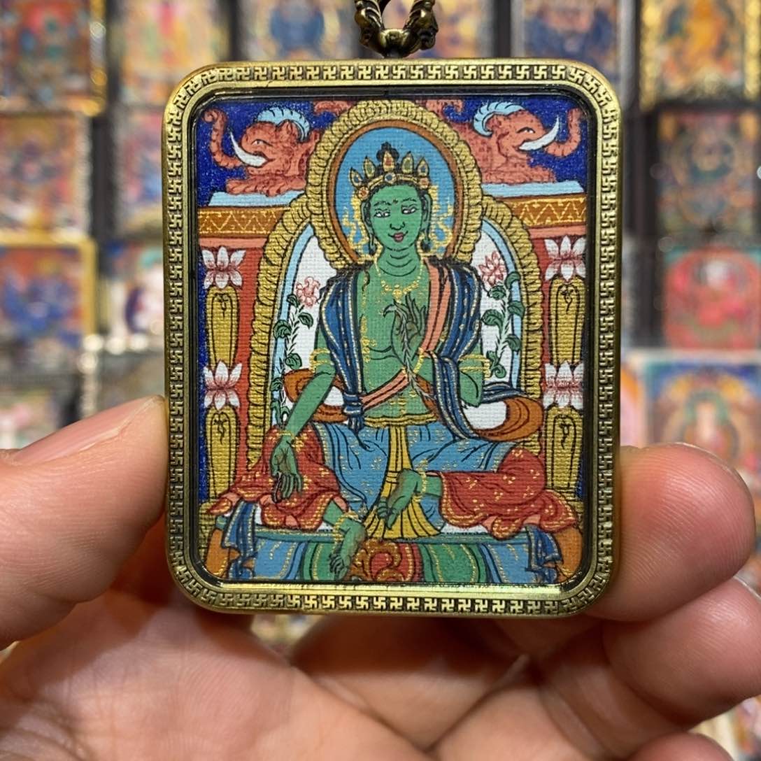 吊坠开播特惠纯手绘绿度唐卡